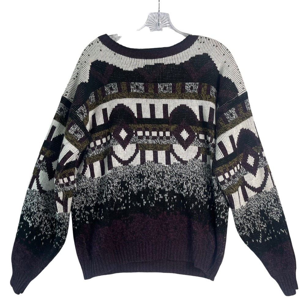 VTG Today's News‎ Abstract Sweater M Made in Korea 90s Coogi Style Streetwear